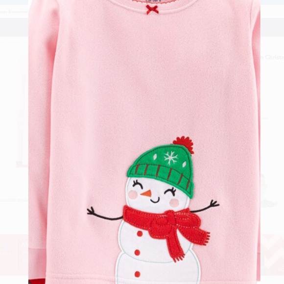 NEW Pink Snowman Fleece Pajama Set - Picture 2 of 4